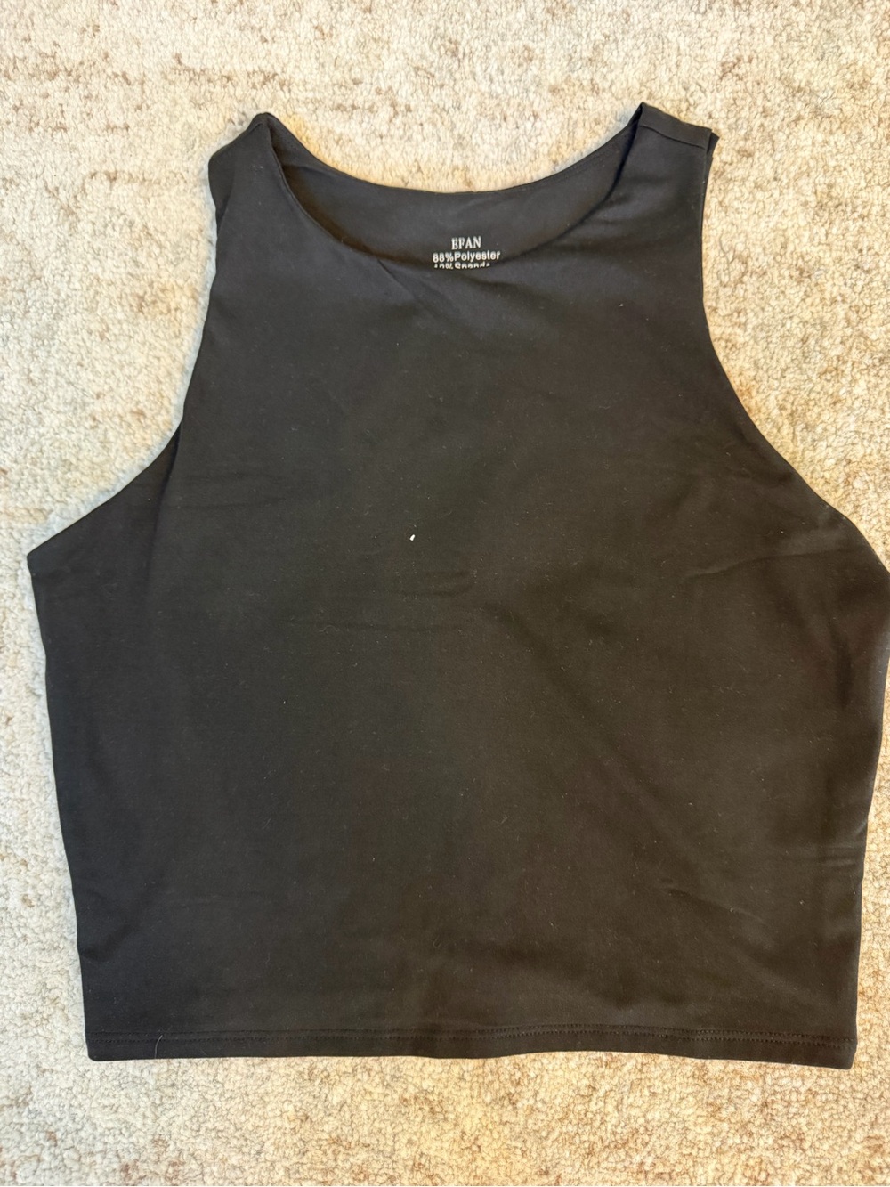 Black High-Neck Crop Tank Top